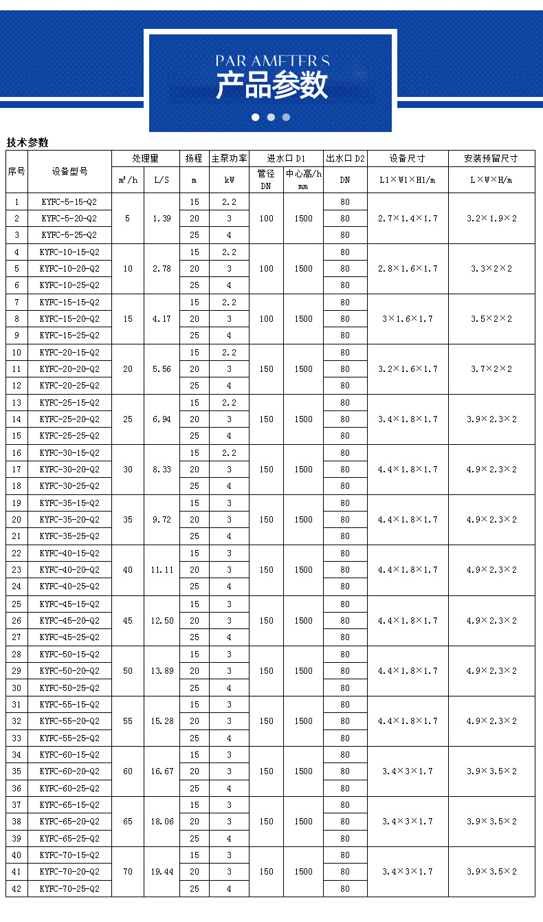 隔油设备参数